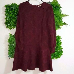 Drop Waist Burgundy Dress